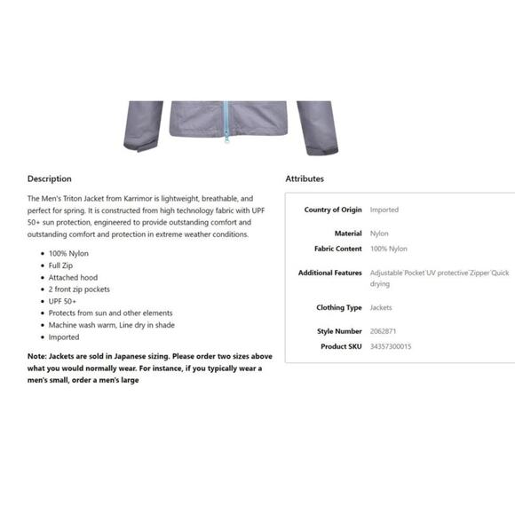 Karrimor Triton Light Windbreaker Jacket Mens Size XL UPF 50+ Nylon Outdoors - Picture 15 of 15